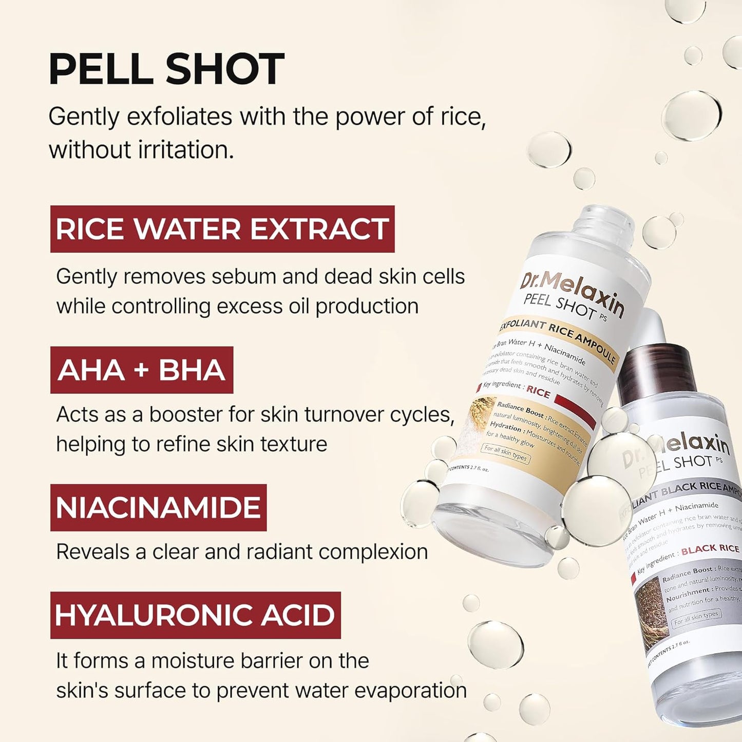 Dr.Melaxin Peel Shot Glow White and Black Rice Ampoule Duo
