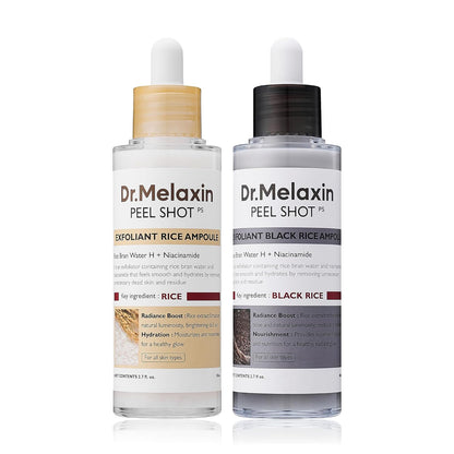Dr.Melaxin Peel Shot Glow White and Black Rice Ampoule Duo